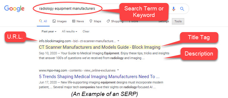 example of a search engine result page