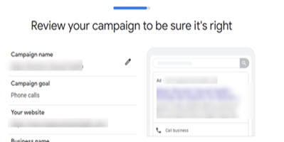 check over your Google Ads call ad