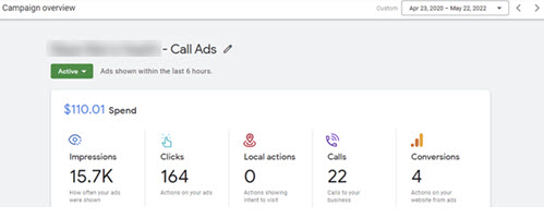 edit Google Ads call campaign