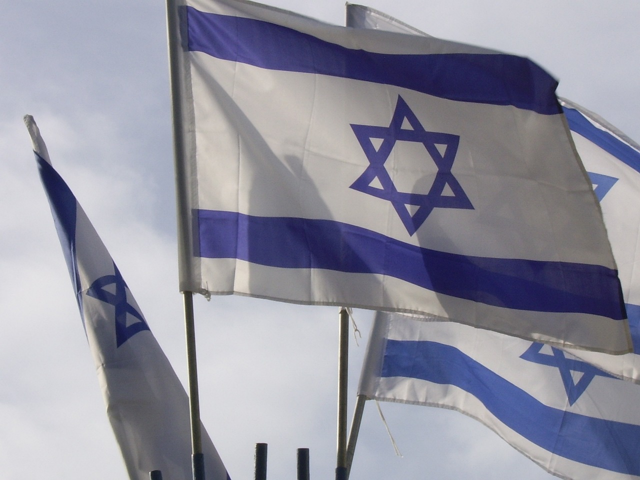 Israeli flags waving
