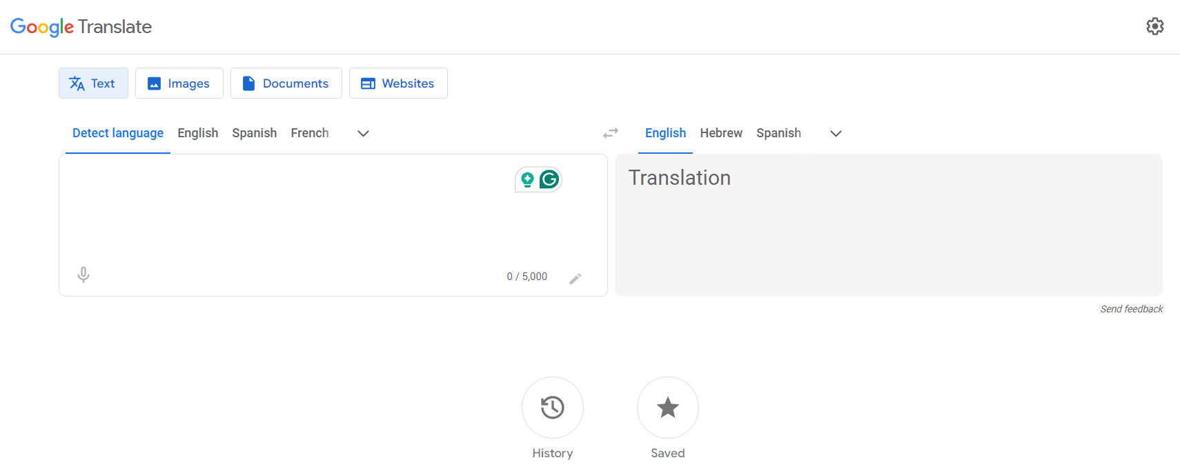 a screenshot of Google Translate
